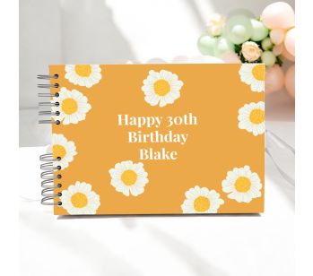 Personalised Bright and Cheerful Yellow Floral Guest Book with Different Page Options