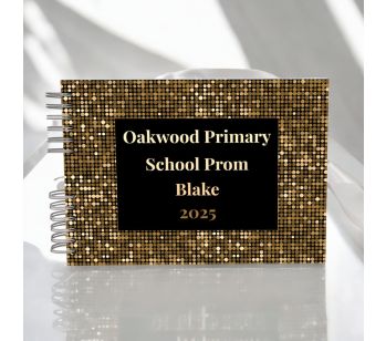 Personalised Black & Gold Glitter Prom Guest Book with Different Page Options