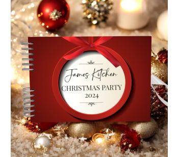 Personalised Red Christmas Bauble Guest Book with Different Page Options