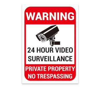 ‘WARNING' '24 HOUR VIDEO SURVEILLANCE’ Warning Sign. Tough, Durable and Rust-Proof Weatherproof PVC Sign for Outdoor Use, 297MM X 210MM. No 021 