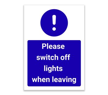 LP Lifestyle Please Switch Off Lights When Leaving Sign – Waterproof PVC Energy Saving Notice for Office, Workplace & Home, Weatherproof Rust-Free No. 250