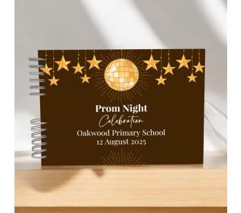 Personalised Brown & Gold Disco Ball Prom Night Guest Book with Different Page Options