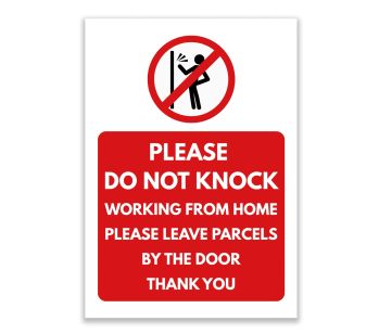 LP Lifestyle Please Do Not Knock Working From Home Leave Parcels by Door Sign – Durable Weatherproof Rust-Free Waterproof PVC Door Notice Sign for Home, Delivery No.419