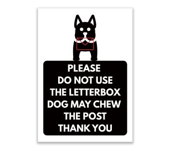 LP Lifestyle Please Do Not Use Letterbox Dog May Chew Post Sign – Durable Weatherproof Rust-Free Waterproof PVC Delivery Warning Sign for Outdoor Use No.428