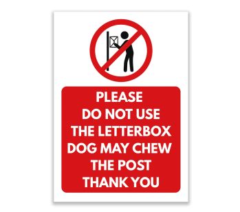 LP Lifestyle Please Do Not Use Letterbox Dog May Chew Post Sign with Icon – Durable Weatherproof Rust-Free Waterproof PVC Delivery Warning Sign No.429
