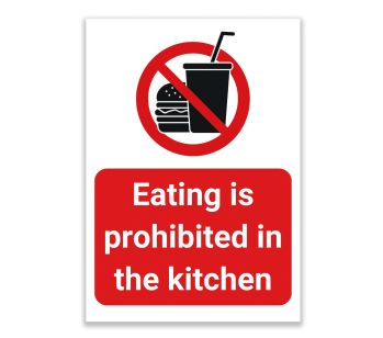 LP Lifestyle Eating Prohibited Kitchen Sign No Food or Drink Symbol PVC Waterproof Weatherproof Rust Free Durable Hygiene Notice Indoor Outdoor Staff Only Sign No.432
