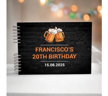 Personalised Cheers Beer Black Guest Book with Different Page Options
