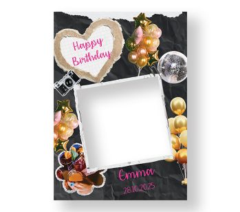 CUSTOM Black & Gold with Silver Disco Ball Design Fully Printed Posing Frame - No. 039