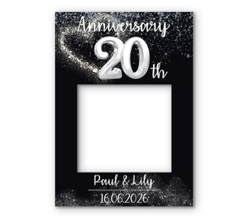 CUSTOM Black & Silver Glitter Heart Fully Printed Posing Frame – No. 041