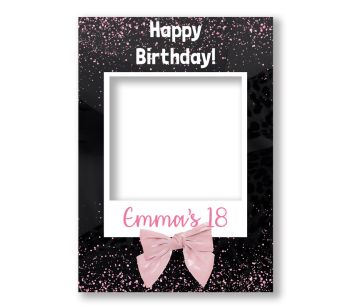 CUSTOM Black Pink Cute Feminine Ribbon Fully Printed Posing Frame – No. 043