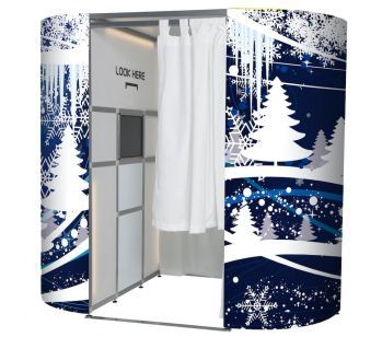 Blue & White Snowy Forest Christmas Photo Booth Experience Skins