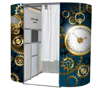 Blue Steampunk Style Clocks Photo Booth Experience Skins