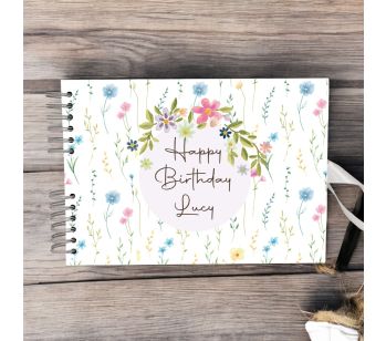 Personalised Colourful Floral Design Guest Book with Different Page Options-No. 223