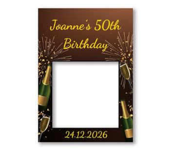 CUSTOM Champagne & Fireworks Celebration Scene Fully Printed Posing Frame - No. 031