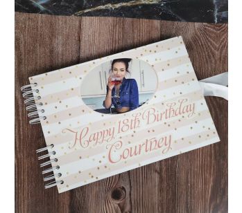 Personalised Champagne Gold White Stripe Celebratory Confetti Guestbook with Different Page Style Options