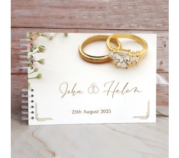 Personalised Diamond Rings With White Pink Florals with Different Page Options