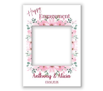CUSTOM White and Pink Flower Fully Printed Posing Frame – No. 048