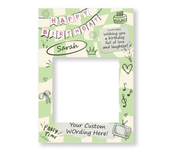 CUSTOM Green Hand-Drawn Style Birthday Fully Printed Posing Frame – No. 052