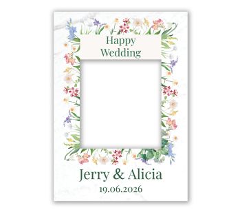 CUSTOM Colourful Flower on Marble Wedding Fully Printed Posing Frame – No. 053