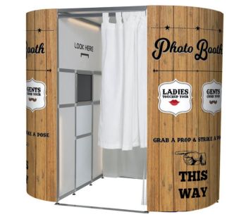 Brown Wood With Retro Graphics Photo Booth Experience Skins