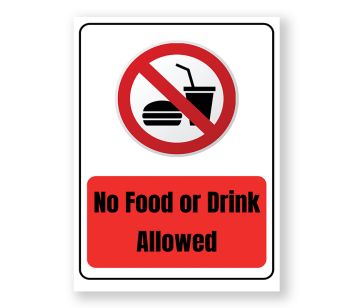 No Food or Drink Allowed Warning Sign, Durable Waterproof PVC, Rust-Free, No. 106, 107, 108