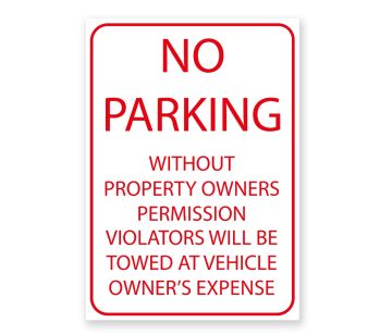 No Parking White and Red Warning Sign. Tough, Durable And Rust-Proof Weatherproof PVC Sign For Outdoor Use, 297MM X 210MM. NO 034