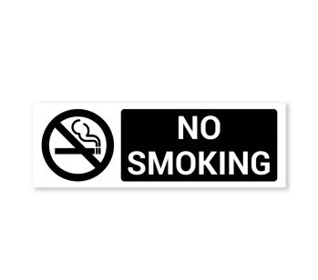 Black No Smoking Warning Sign - Durable, Rust-Free, Weatherproof PVC - Indoor & Outdoor Use - Size (300mm x 100mm) - No.153