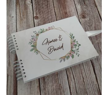 Personalised Cherry Blossom Gold Frame Guestbook with Different Page Style Options