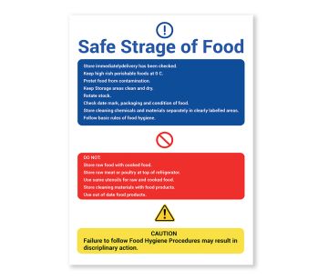 Safe Strage of Food Warning Sign, Durable Waterproof PVC, Rust-Free, No. 104, 105