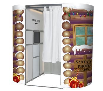 Snowy Santa’s Wood Log Cabin Photo Booth Experience Skins