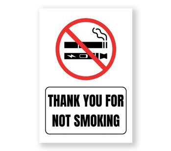 Thank You For Not Smoking  Warning Sign - Durable, Rust-Free, Weatherproof PVC - Indoor & Outdoor Use - No.149, 150, 151