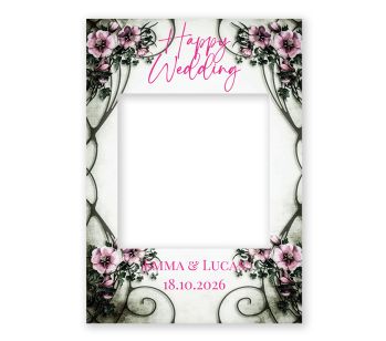 CUSTOM Vintage Flower "Happy Wedding" Fully Printed Posing Frame – No. 055