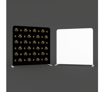 8ft*8ft Black & Gold VIP and Plain White Backdrop, With or Without Tension Frame