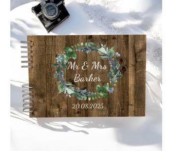 Personalised Cream and Brown Rustic Wedding Guest Book with Different Page OptionsV