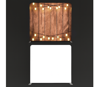 8ft*8ft Rustic Wood with Fairy Lights and Plain White Backdrop, With or Without Tension Frame