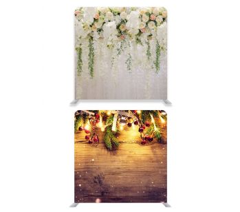 8ft*8ft Rustic Wood With Fairy Lights and Cozy Festive Room Xmas Backdrop, With or Without Tension Frame