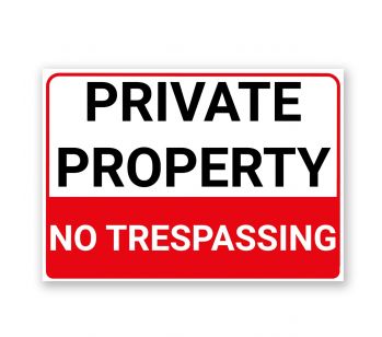 “PRIVATE PROPERTY NO TRESSPASSING” Warning sign. . Tough, Durable And Rust-Proof Weatherproof PVC Sign For Outdoor Use, 297MM X 210MM. NO 037