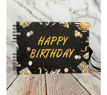 Good Size Black Gift Boxes Happy Birthday Guestbook With 6x2 Printed Pages
