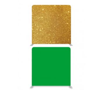 8ft*7.5ft Green Screen and Bright Gold Glitter Backdrop, With or Without Tension Frame