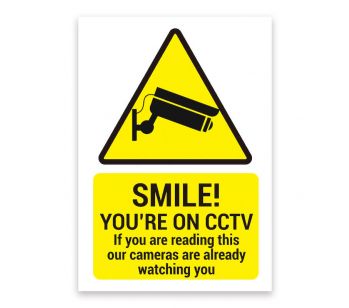 ‘SMILE’ ‘YOU’RE ON CCTV’ ‘If you are reading this, our cameras are already watching you’ Warning Sign. Tough, Durable and Rust-Proof Weatherproof PVC Sign for Outdoor Use, 210MM X 148MM. No 010