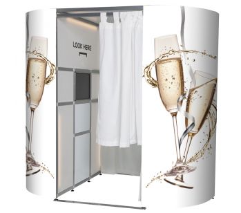 Elegant White Champagne Glasses Photo Booth Panels Skins