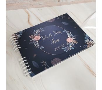 Personalised Chathams Blue Beautiful Floral Style Guestbook with Different Page Style Options