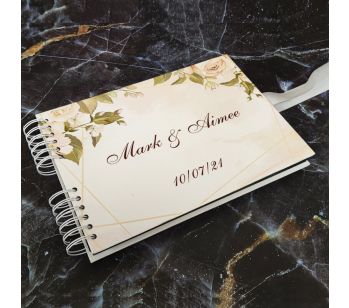 Personalised Cream Roses Gold Frame Guestbook with Different Page Style Options