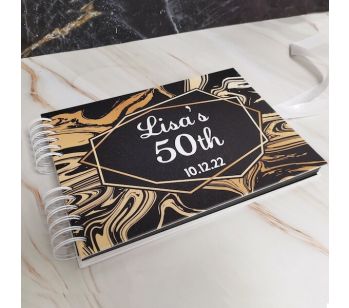 Personalised Black & Gold Lava themed Guestbook with Different Page Style Options
