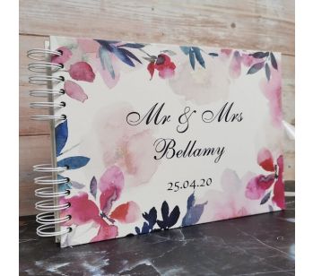 Personalised Pastel Water Colour Flowers Guestbook with Different Page Options