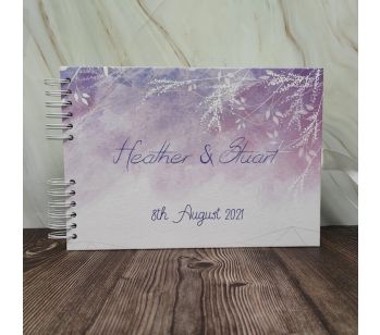 Personalised Purple Watercolour Foliage Guestbook with Different Page Style Options