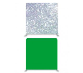 8ft*8ft Green Screen and Silver Glitter Effect Backdrop, With or Without Tension Frame