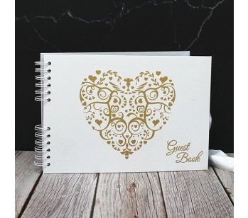 Good Size Gold Heart Guestbook With 6x4 Printed Pages
