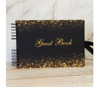 Good Size Black & Gold Glitter Ombre Guest Book With Plain Pages