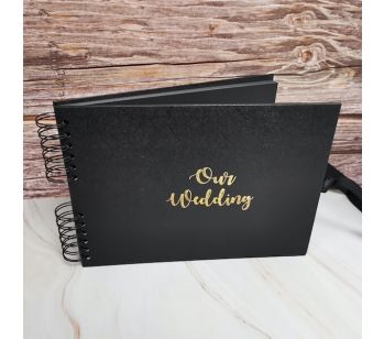 Good Size, Black Guestbook with Golden ‘Our Wedding ‘ Message & Slight Leather Affect Covers